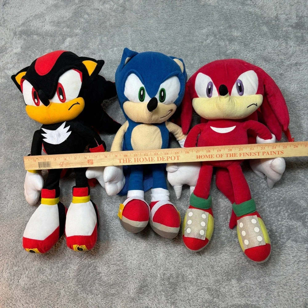 Sega Backpack Kids OS Multicolor Sonic Knuckles Shadow Plush Set of 3 Bundle